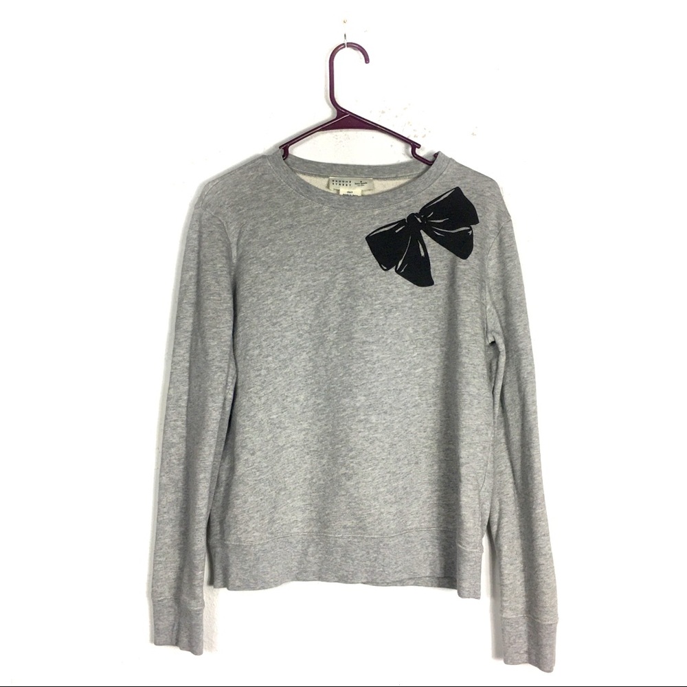 Kate Spade Broome Gray Bow Pullover Sweatshirt Size Small